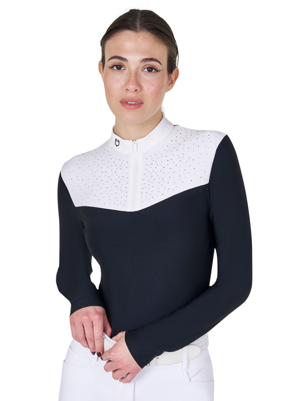 Equestro - Polo de concours manches longues à strass